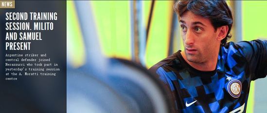 国米官网：米利托返回米兰开始恢复性训练