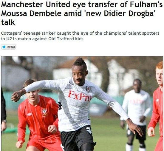 镜报:曼联看上富勒姆17岁天才前锋登贝莱