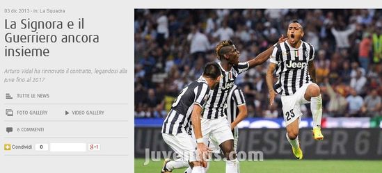 尤文宣布比达尔续约至2017年