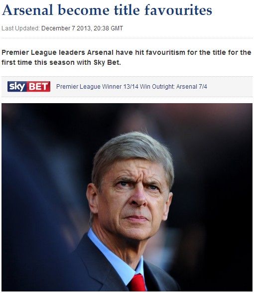 阿森纳终成夺冠大热