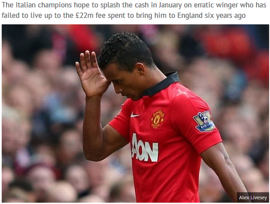 《镜报》：尤文图斯将1800万英镑签下纳尼