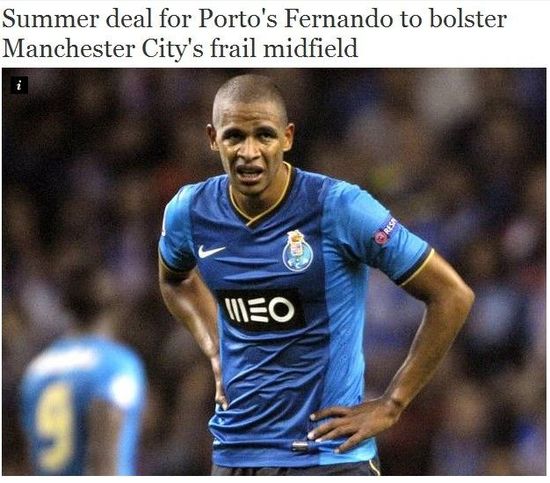 独立报:曼城与费尔南多就今夏加盟草签合同