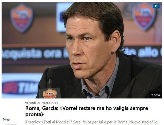 《罗马体育报》:加西亚希望托蒂出战世界杯