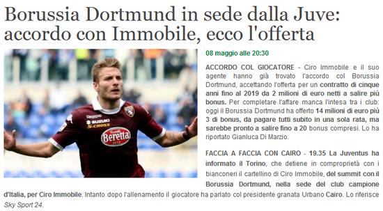 《足球市场》：多特蒙德有望2000万欧元敲定意甲准金靴