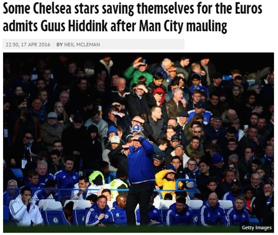 每日镜报》：希丁克批评球员提前想着欧洲杯