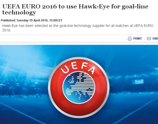 欧足联宣布欧洲杯将引入鹰眼