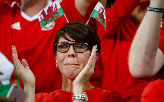 威尔士球迷为球队鼓掌